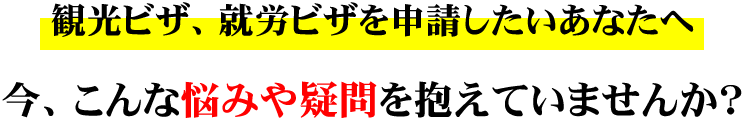 観光ビザ申請をしたい起業家のあなたへ。こんな悩みを抱えていませんか?